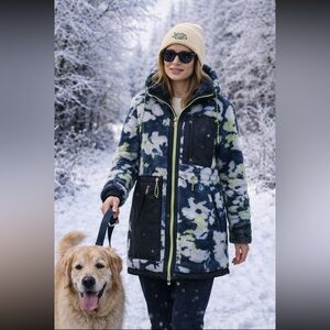 Scotch & Soda Anthropologie NWT Hooded Sherpa Printed Jacket size L.